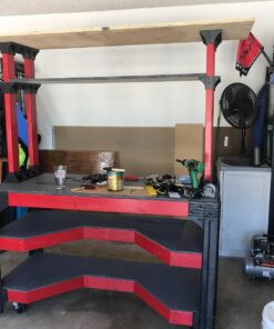 2x4basics 90164MI Custom Work Bench and Shelving Storage System, Black Work Bench with Shelf 88 71NASLU XL