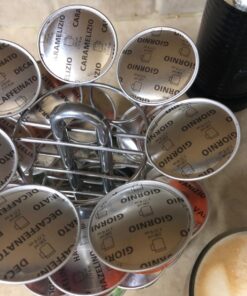 Nifty Vertuoline Coffee Pod Carousel – Nickel Chrome Finish, 28 Pod Capsule Holder, Spins 360-Degrees, Lazy Susan Platform, Home or Office Kitchen Counter Organizer 29 71NAgnubBhL