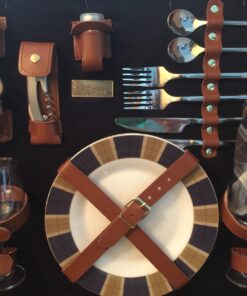 PICNIC TIME Romantic Canterbury Deluxe Wicker Picnic Basket Set for 2, with Blanket and Soft Cooler, One Size, Navy with Plaid 55 71NAu6T7BRL