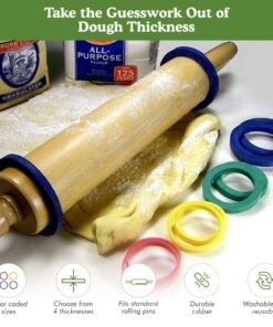 Regency Wraps Evendough Bands, Rolling Pin Rings for Rolling Dough to Precise Thickness for Pizza, Pies, Pastries, Pasta, Set of 4 sizes, Pack of 1 14 71NCSEZt7QL