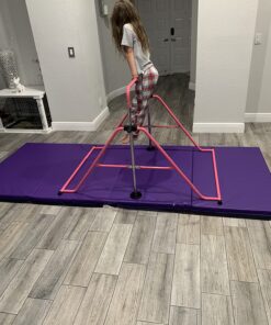 Tepemccu Expandable Gymnastics Bars,Adjustable Height Gymnastic Horizontal Bars,Junior Training Bar Children Folding Training Monkey Bars for Kids… Light Pink 42 71NDak2g7NL