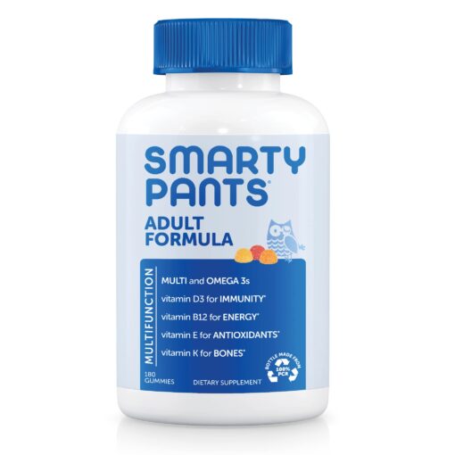 SmartyPants Multivitamin for Men, Organic Gummies: Probiotics, CoQ10, Methylfolate, Omega 3 (ALA), Vitamin D3, C, Vitamin B12, B6, Vitamin A, K & Zinc for Immune Support, 120 Gummies (30 Day Supply) Adult Formula