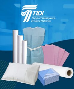 TIDI Choice Gowns, Blue (Pack of 50) ― Tissue/Poly/Tissue ― Open-Back, Waist-Tie, Short-Sleeve Medical Gowns ― Disposable Exam Gowns ― Standard Size 30” x 42” ― Latex-Free Medical Supplies (910520) 13 71NGyGHbjnL