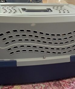 Amazon Basics - 2-Door Top-Load Hard-Sided Dogs, Cats Pet Travel Carrier, Gray & Blue, 22.8"L x 15.0"W x 13.0"H Two-Door Top-Load 69 71NIkQv76aL 1