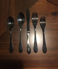 KNORK Titanium Coated 5 Piece Flatware Set, Matte Black 15 71NJB85Vp5L