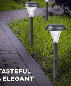 GardenBliss Best Solar Lights for Outdoor Pathway, 10 Brightest Light Set for Walkway, Patio, Path, Lawn, Garden, Yard Decor, Double Waterproof Seal, Large Led Landscape Outside Post Lighting Lamps Pack of 10 - White Light 28 71NJJiPJ41L