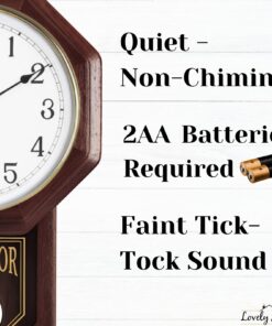 Pendulum Wall Clock - Regulator Clock - Wooden Schoolhouse Wall Clock with Pendulum - Wood Pendulum Clock Battery Operated - Decorative Wall Clocks for Living Room Decor, Home, Office and Gift 18x11 24 71NKciufsIL