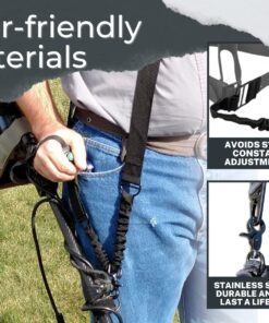 Sling Swing Adjustable Weed Eater & Grass String Trimmer Harness Shoulder Strap w/ Shock Bungee, Quick Detach Swivel, Ambidextrous, Limb Strain & Arm Stretch Tool - Professional Comfort Garden Tools 1" webbing 10 71NKg5SgZFL