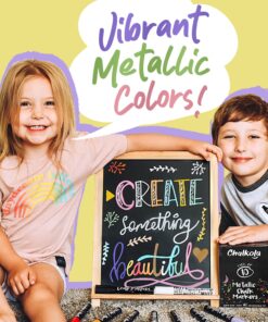 Metallic Chalk Markers (10 Pack) Liquid Chalk Pens - For Blackboards, Chalkboard, Bistro Menu, Window - Wet Wipe Erasable - 6mm Reversible Bullet & Chisel Tip Bold Tip - 6mm 27 71NMCTkYmDL