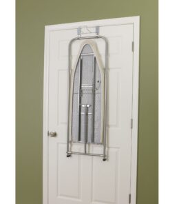 Alternative view of Household Essentials 144222 Over The Door Small Ironing Board with Iron Holder, Natural Cotton Cover Silver