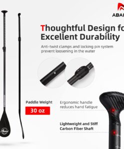 Abahub Carbon SUP Paddles, 1 x 3 Section Adjustable 67" - 86" Carbon Fiber Shaft, Lightweight Stand-up Paddle Oars for Paddleboards, with a Carrying Bag Carbon Fiber Shaft & Black Plastic Blade 10 71NPCGVe0qL