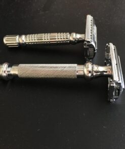 Parker Safety Razor, 99R Chrome Long Handle Heavyweight Butterfly Open Double Edge Safety Razor for Men, 5 Parker Premium Platinum Double Edge Razor Blades Included 54 71NPcAQL07L