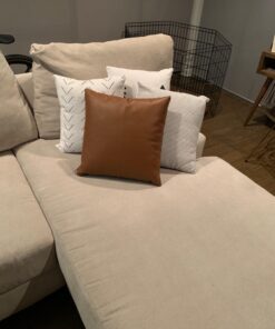 Woven Nook - Modern & Luxurious 18" x 18" Decorative Leather Throw Pillow Covers - Durable Quality & Machine Washable - 100% Polyester Faux Leather - Amaro Design - 4 Pack 18 x 18-Inch Amaro - Black, White, Tan, Grey, Brown, Neutral 41 71NQU83BPmL