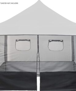 Alternative view of E-Z UP Food Booth Sidewall Kit, Set of 4, Fits 10' x 10' Straight Leg Canopy (Canopy/Shelter NOT Included), Includes 2 Roll-Up Serving Windows, Commercial Grade Mesh, Black