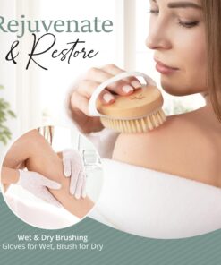 Belula Premium Dry Brushing Body Brush Set- Natural Boar Bristle Body Brush, Exfoliating Face Brush & One Pair Bath & Shower Gloves. Free Bag & How To – Great Gift For A Glowing Skin & Healthy Body 30 71NQiomy2pL 2