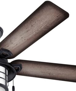 Hunter Fan Company Fan Key Biscayne Indoor/Outdoor Ceiling Fan with 2 LED Lights and Pull Chain Control, Weathered Zinc Finish, 54 Inch 38 71NRHjT6VL