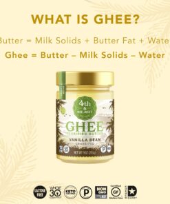 4th & Heart Vanilla Bean Grass-Fed Ghee, 9 Ounce, Keto, Pasture Raised, Lactose and Casein Free, Certified Paleo 9 Ounce (Pack of 1) 26 71NRVItjHHL