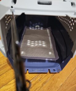 Amazon Basics - 2-Door Top-Load Hard-Sided Dogs, Cats Pet Travel Carrier, Gray & Blue, 22.8"L x 15.0"W x 13.0"H Two-Door Top-Load 76 71NT0QwFA5L