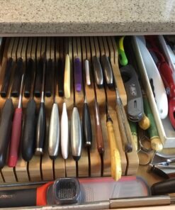 Bellemain 100% Pure Bamboo in Drawer Knife Block | Knife Drawer Organizer | Store Knives Safely with The Blades Down | Storage Solution for Your Kitchen | Knife Organizer Drawer Insert 59 71NTGbZoDTL