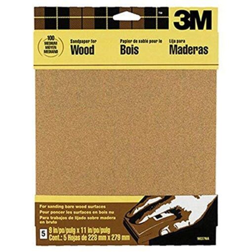 3M 9040NA Garnet Sandpaper, Inch, Assorted-Grit, 5-Sheet-9040NA, 9 in x 11 in, 5 Count Assorted Grit