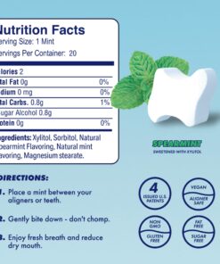 Movemints Clear Aligner Mints - Patented Aligner Seating Mints - Edible Alternative to Aligner Chewies - Xylitol Mints for Dry Mouth - Spearmint (7 Pack) 20 Count (Pack of 7) 11 71NUjqN1kGL