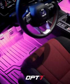 OPT7 Aura Interior Car Lights with Remote Control, Color Change, Music Sync Inside Ambient Lighting Kit, LED Lights for Car Truck Under Dash Accessories, Charger Adapter 12V, 4pc Single Row LED Strip RGB (Red, Green, Blue) 43 71NVE FtwOL