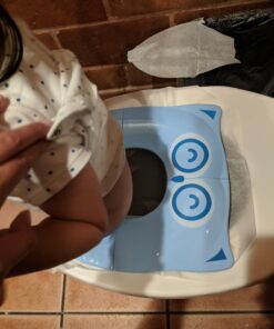 Gimars Upgrade Non-Slip Easily Removed Foldable Travel Potty Seat for Toddlers & Kids, Portable Toilet Seat Cover Fits All Shape Toilets, 6 Large Non-slip Silicone Pads, Free Carry Bag Blue 55 71NWBbC3xdL