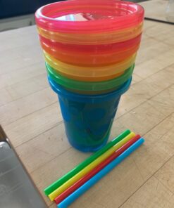 The First Years Take & Toss Straw Cup, Boy, 10 oz, Multicolor, 4 Count Classic Rainbow 4 Count (Pack of 1) 46 71NWCJWvLeL