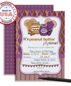 Peanut Butter Jelly Time Birthday Party Invitations, 20 5"x7" Fill In Cards with Twenty White Envelopes by AmandaCreation 8 71NWJNbKOTL
