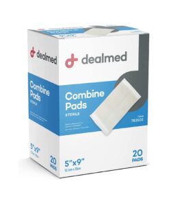 Dealmed Sterile Abdominal (ABD) Combine Pads, 5" x 9" Individually Wrapped, Disposable and Latex-Free Wound Dressing for First Aid Kit and Medical Facilities (Box of 20) 5” x 9” (Box of 20) 20 71NXNojIfIL