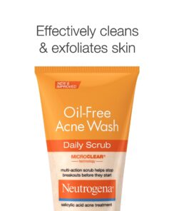 Neutrogena Oil-Free Acne Face Scrub, 2% Salicylic Acid Acne Treatment Medicine, Daily Face Wash to help Prevent Breakouts, Oil Free Exfoliating Facial Cleanser for Acne-Prone Skin, 4.2 fl. oz Unscented 4.2 Fl Oz (Pack of 1) 26 71NYEZ4mj2L