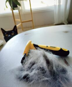 Thunderpaws Best Professional De-Shedding Tool and Pet Grooming Brush, D-Shedz for Breeds of Dogs, Cats with Short or Long Hair, Small, Medium and Large (Yellow) Yellow 30 71NZlZsP3oL