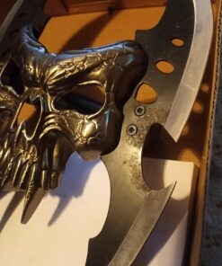 Masters Collection – Fantasy Claw Display Knife – Black and Satin Finish Stainless Steel Blades, Cast Metal Skull, Includes Wood Display Stand, Collectible, Self Defense – MC-2091, 13-Inch 28 71NZz 71sjL