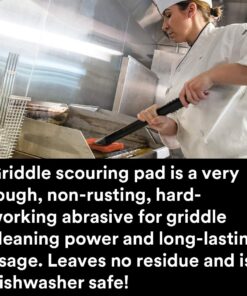 3M Scotch-Brite Griddle Cleaning, Quick Clean Heavy Duty Scour Pad, 4" x 5.25" Pads/Pack, For Baked On Food and Cooking Oils, Use on Hot or Cool Griddle, 15 Count 8 71Na72IJnrL