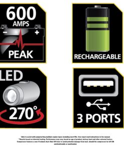 Alternative view of STANLEY J309 Portable Power Station Jump Starter 600 Peak Amp Battery Booster, 3.1A USB Ports, Battery Clamps
