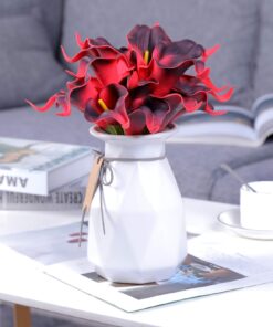 Luyue 20 Pcs Fake Calla Lily Artificial Flowers Bridal Wedding Bouquet Latex Real Touch Flower Home Kitchen Office Decor-Brick Red Brick Red 21 71NbVPLWvxL