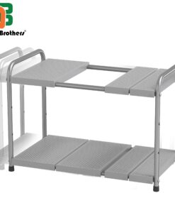 DecoBros Under Sink 2 Tier Expandable Shelf Organizer, Silver 27 71NceIEqY9L