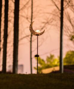 HOMEIMPRO Moon Solar Garden Lights Outdoor Stakes, Waterproof Crackle Glass Metal Decorative Lights for Lawn, Patio Accessories, Yard Decor, Christmas Gift (Bronze) 26 71NcmzppjZL