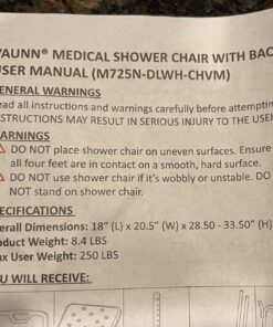 Vaunn Medical Shower Chair Bath Seat With Padded Arms, Removable Back and Adjustable Legs, Bathtub Safety and Support 44 71NfvGgMjlL