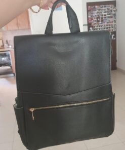 KZNI Leather Diaper Bag Backpack, Diaper Backpack Nappy Baby Bags for Mom Unisex Maternity Diaper Bag with Stroller Hanger Black 46 71NgC8L6SsL