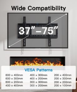 Pipishell UL Listed Tilt TV Wall Mount Bracket Low Profile for Most 37-75 Inch LED LCD OLED Plasma Flat Curved TVs, Large Tilting Mount Fits 16"-24" Wood Studs Max VESA 600x400mm Holds up to 132lbs 27 71Ngi0zKYeL