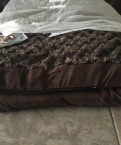 Furhaven Orthopedic Dog Bed for Large/Medium Dogs w/ Removable Washable Cover, For Dogs Up to 55 lbs - Ultra Plush Faux Fur & Suede Mattress - Chocolate, Large Ultra Plush Curly Faux Fur (Chocolate) 36.0"L x 27.0"W x 3.0"Th Orthopedic Foam 35 71NhIGCn9L 1