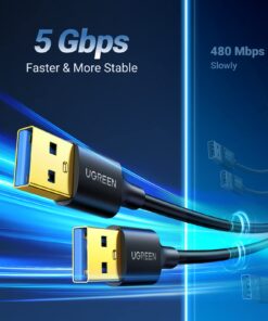 Alternative view of UGREEN USB to USB, 5 Gbps USB 3.0 Cable, Nylon Durable Male to Male Cable, Compatible with Hard Drive, Cooling Fan/pad, Camera, DVD Player, TV, Flash Light, Hub, Monitor, Speaker, and More 1.5 FT