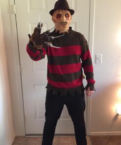 A Nightmare On Elm Street Freddy Krueger Costume Deluxe Overhead Mask One Size Red 20 71Nhz782HhL