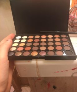 LandFox Cosmetic Matte Eyeshadow Cream Makeup Palette Shimmer Set 40 Color+ Brush Set+Fishtail Bottom Brush (A) 43 71NiIXg8qGL