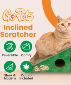 Alternative view of GoPets Premium Cat Scratcher - Wedge Shaped Corrugated Cardboard, Ergonomic Scratching Posts, Reversible Design, Lasts 2X Longer, with 1 Pack Catnip & Hidden Toy Cutouts for Endless Feline Play Fun