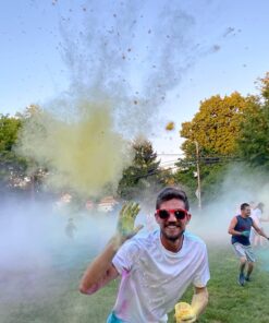 Color Blaze Holi Colored Powder - 5 lbs of Each Color - Pink, Orange, Yellow, Teal, Blue - For Toss, Rangoli, Fun Run, War, Party & Festival - Pack of 5 Bags - 25 Pounds in Bulk 31 71Nj9YAF0L