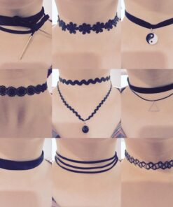 Outee 9 Pcs Choker Set Black Chokers Necklaces for Women Black Velvet Choker Necklaces for Teen Girls Henna Tattoo Ribbon Chokers for Women 35 71NjQV77n0L