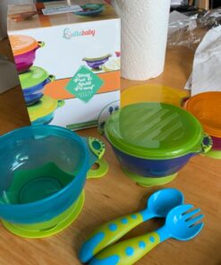 Best Suction Baby Bowls for Toddlers-Toddler Bowls Baby Feeding Set with Baby Utensils | Bonus Baby Spoons and Baby Fork | to Go Baby Bowl with Secure Lids | Suction Plates | BPA Free Suction Bowl 24 71NlBZBQtXL