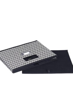 Household Essentials Deluxe Fabric Storage Bin with Handles, Reinforced Chipboard Frame, Patterned Cotton Fabric, PP Non-Woven Liner, Foldable, Fashionable and Functional, Black Chevron Single Unit 4 71NlT8RgLBL